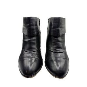 Eurosoft by Soffit Black Leather Draped Ankle Boots Side Zip‎ Heel Womens 8M